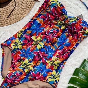 J. Crew Tropical Bandeau One Piece Swimsuit